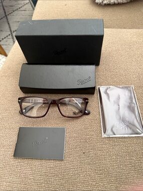 Persol Translucent Burgundy Rectangular Optical Frames
